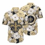New Orleans Saints Floral Emblem Elegance Hawaiian Shirt