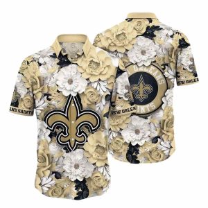 New Orleans Saints Floral Emblem Elegance Hawaiian Shirt