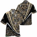 New Orleans Saints Floral Fleur De Lis And Striped Hawaiian Shirt