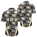 New Orleans Saints Floral Shadow Tropical Hawaiian Shirt In Monochrome Tones