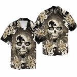 New Orleans Saints Flower Skull Hawaiian Shirt