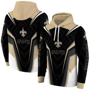 New Orleans Saints Futuristic Pattern Gold Black AOP Hoodie