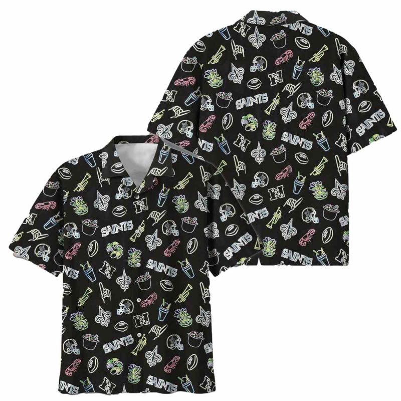 New Orleans Saints Game Day Vibes Black Hawaiian Shirt 1
