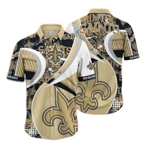 New Orleans Saints Geometric Flair Hawaiian Shirt