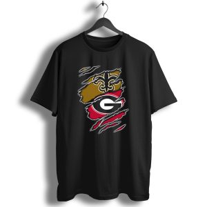 New Orleans Saints Georgia Bulldogs Logo Mashup T Shirt