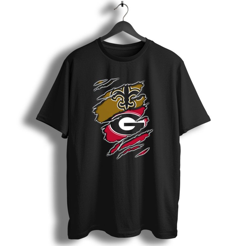 New Orleans Saints Georgia Bulldogs Logo Mashup T Shirt 1 T Shirt 1