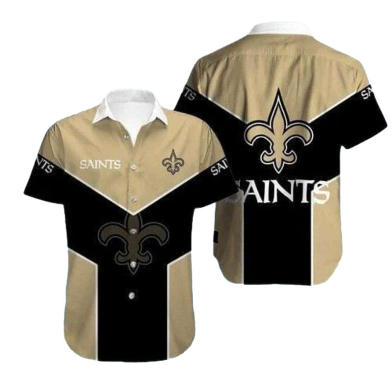 New Orleans Saints Gold And Black Bold Style Hawaiian Shirt 1