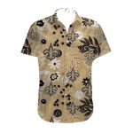New Orleans Saints Gold Floral Pattern Design Hawaiian Shirt