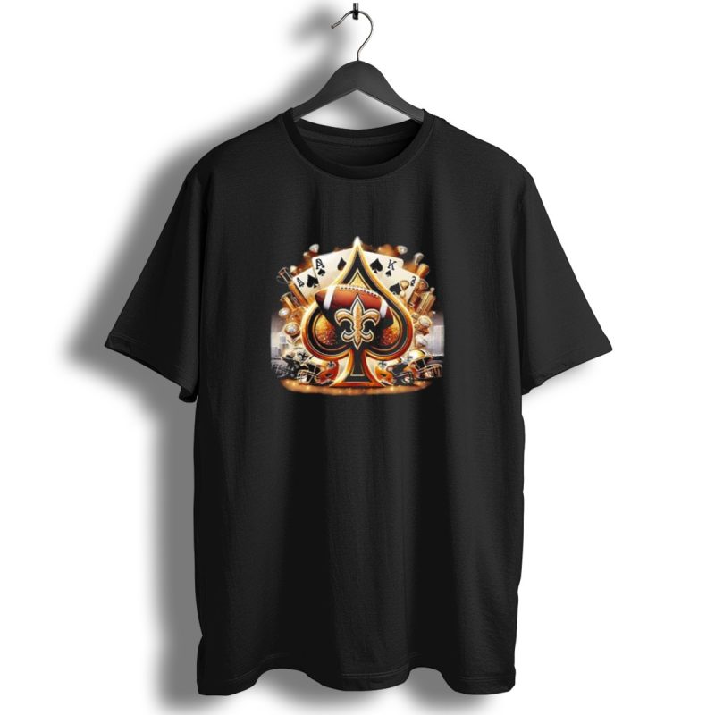 New-Orleans-Saints-Gold-Spade-Football-And-Fleur-De-Lis-With-Playing-Cards-And-Helmets-T-Shirt-1_T-Shirt-1 New Orleans Saints Gold Spade Football And Fleur De Lis With Playing Cards And Helmets T Shirt 1 T Shirt 1