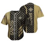 New Orleans Saints Golden Black Stripes Baseball Jersey
