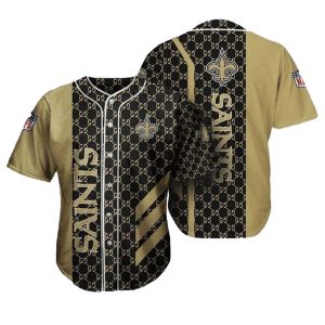New Orleans Saints Golden Black Stripes Baseball Jersey