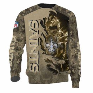 New Orleans Saints Golden Camo Scratch Player AOP Sweatshirt