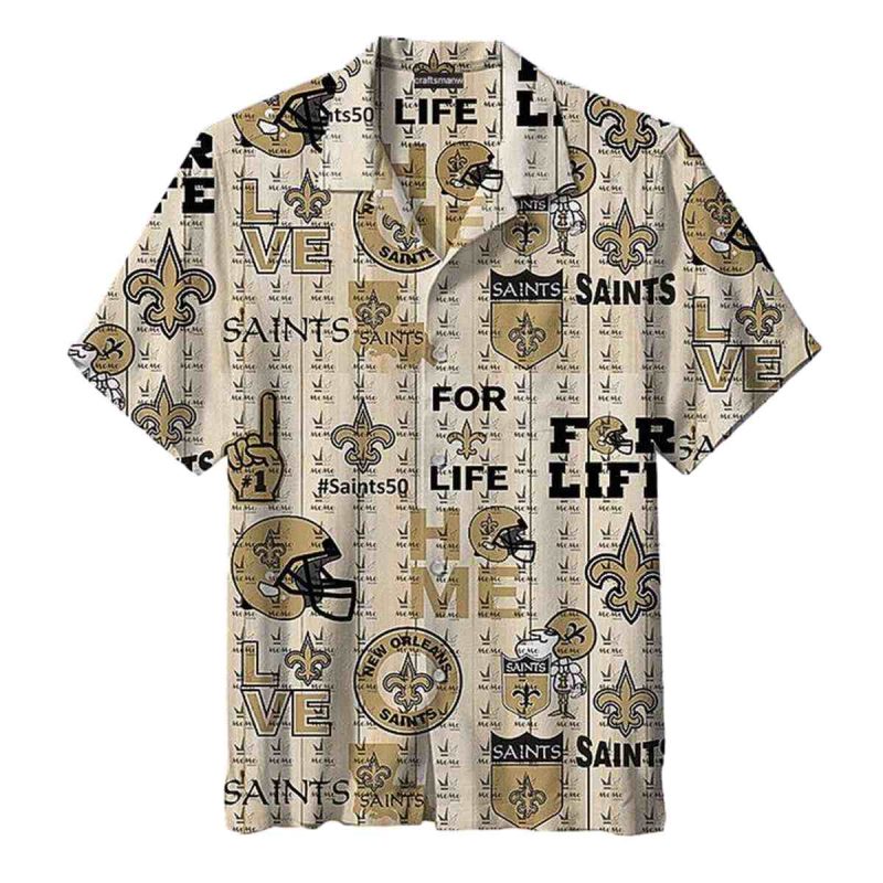 New Orleans Saints Golden Icon Logo Vintage Hawaiian Shirt 1