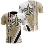 New Orleans Saints Golden White Scratch Logo In Heart AOP T Shirt
