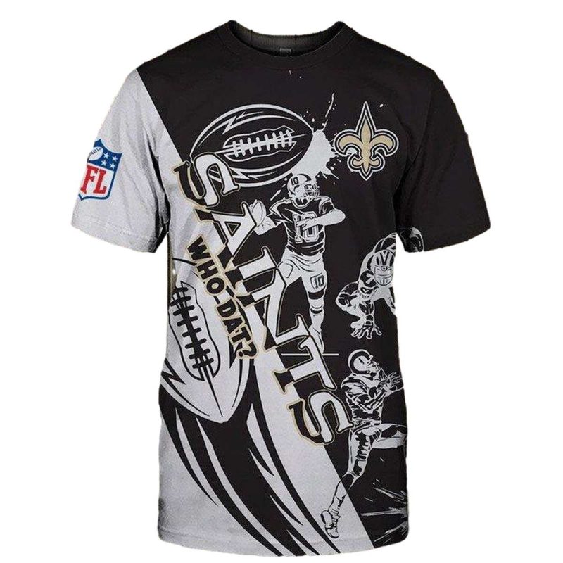 New Orleans Saints Graphic Cartoon Player Aop T Shirt 1