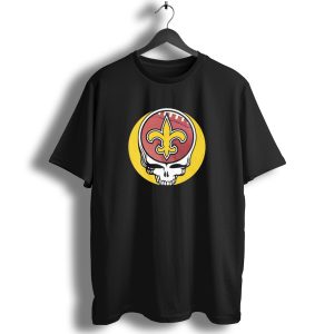 New Orleans Saints Grateful Dead Skull Logo Football T Shirt