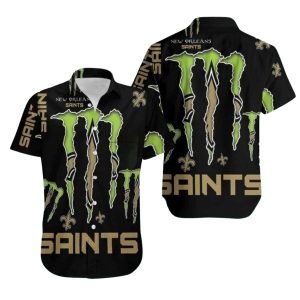New Orleans Saints Green Monster Energy Hawaiian Shirt