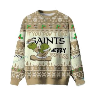 New Orleans Saints Grinch Merry Kissmyass Ugly Sweater