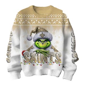 New Orleans Saints Grinch Santa Claus Funny Ugly Sweater