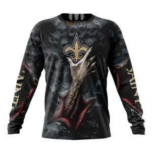 New Orleans Saints Halloween Horror Skull AOP Sweatshirt
