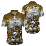 New Orleans Saints Halloween Skull Pumpkin Hawaiian Shirt