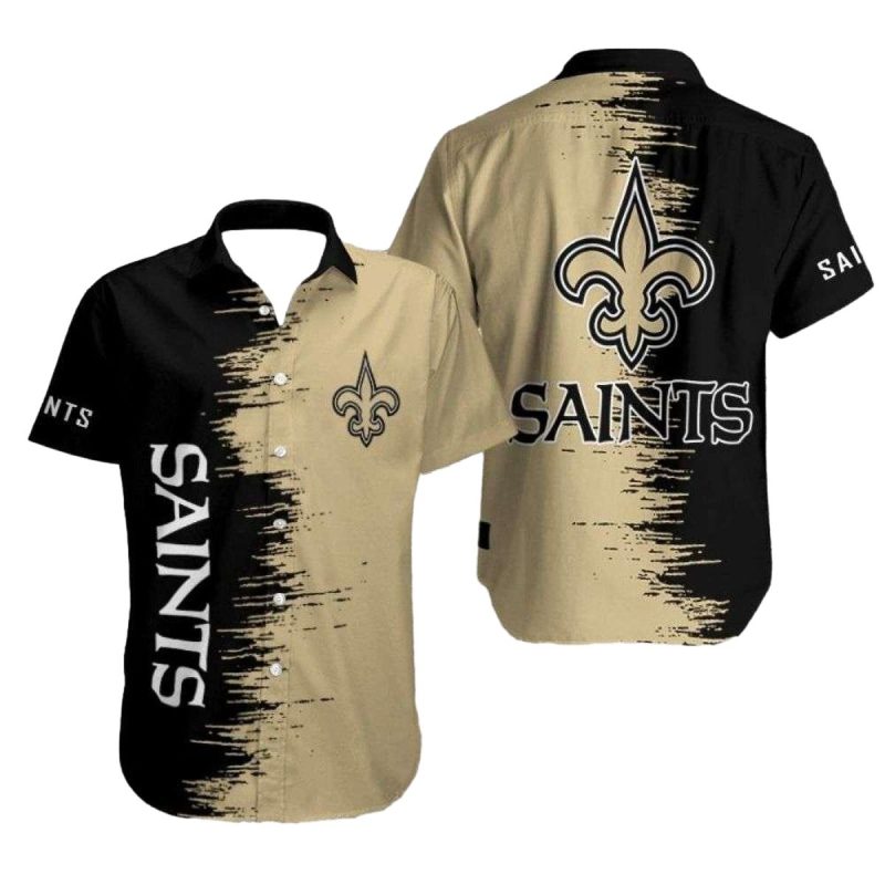 New Orleans Saints Hawaiian Shirt With Bold Black And Gold Design 1