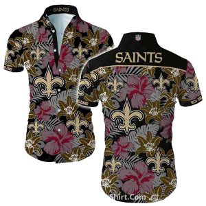 New Orleans Saints Hibiscus Flower And Fleur de lis Hawaiian Shirt