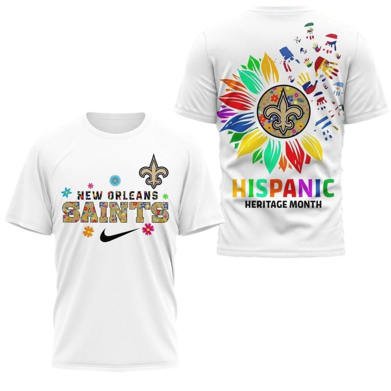 New Orleans Saints Hispanic Heritage Month Aop T Shirt 1