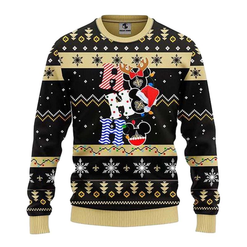 New Orleans Saints Hohoho Mickey Disney Funny Cute Ugly Sweater 1
