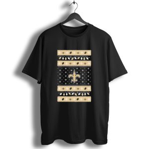 New Orleans Saints Holiday Lights Merry Christmas 2024 Fleur De Lis T Shirt