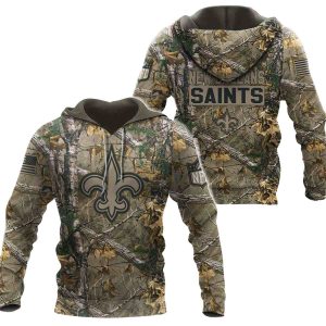 New Orleans Saints Hunting Camo AOP Hoodie