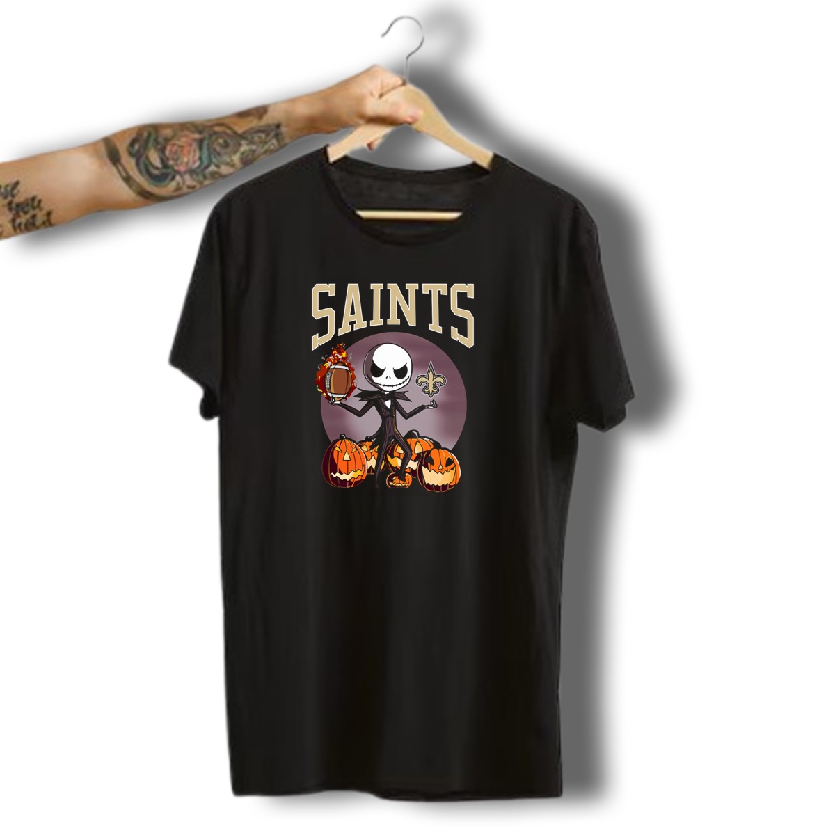 New-Orleans-Saints-Jack-Skellington-Halloween-Pumpkins-Football-Fleur-De-Lis-T-Shirt-1_t-shirt-3_4