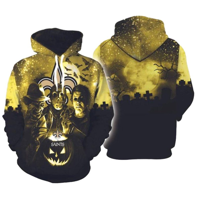 New Orleans Saints Jason Voorhees Horror Aop Hoodie 1