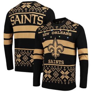 New Orleans Saints Light Up Black And Gold Ugly Sweater