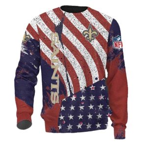 New Orleans Saints Logo And American Flag Duty AOP Sweatshirt