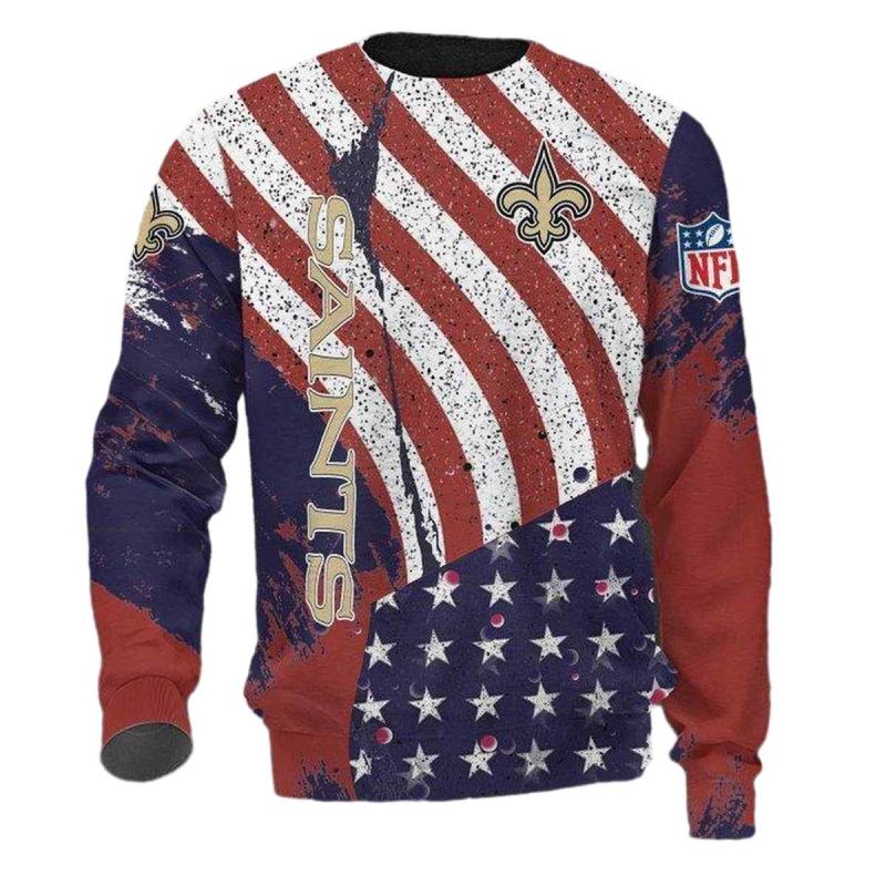 New Orleans Saints Logo And American Flag Duty Aop Sweatshirt 1