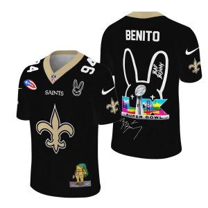 New Orleans Saints Logo And Bad Bunny AOP T Shirt