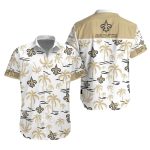 New Orleans Saints Logo And Coconut Beach White Gold Hawaiian Shirt