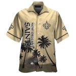 New Orleans Saints Logo And Coconut Gold Hawaiian Shirt