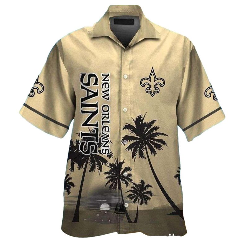 New Orleans Saints Logo And Coconut Gold Hawaiian Shirt 1
