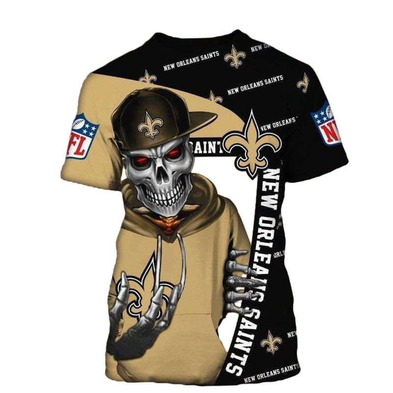 New Orleans Saints Logo And Cute Death Aop T Shirt 1