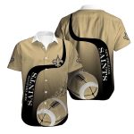 New Orleans Saints Logo And Flame Ball Black Gold Hawaiian Shirt