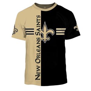New Orleans Saints Logo Clacssic Black And Gold AOP T Shirt