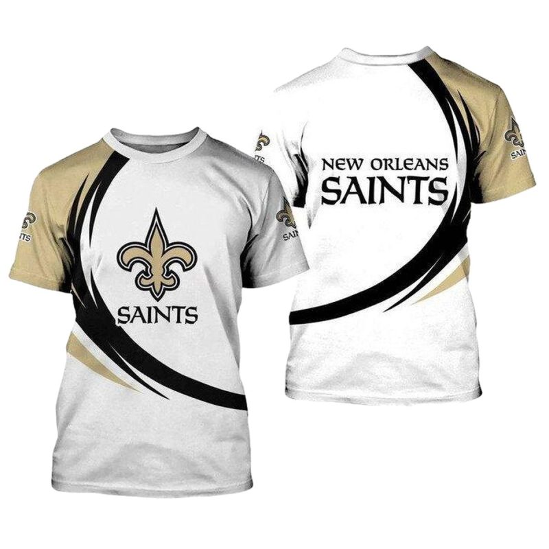 New Orleans Saints Logo Curve Style Aop T Shirt 1