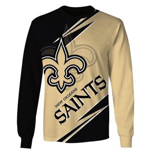 Personalized New Orleans Saints Logo In My Heart Black And Gold AOP Sweatshirt
