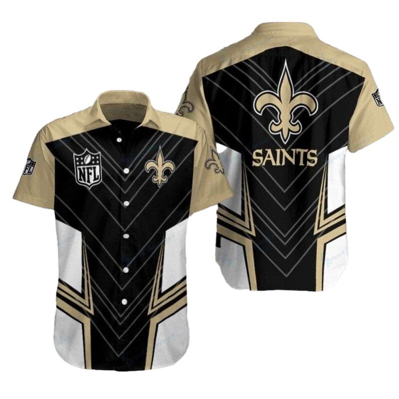 New Orleans Saints Logo In My Heart Black Gold Hawaiian Shirt 1