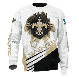 New Orleans Saints Logo Inside Me White Golden AOP Sweatshirt