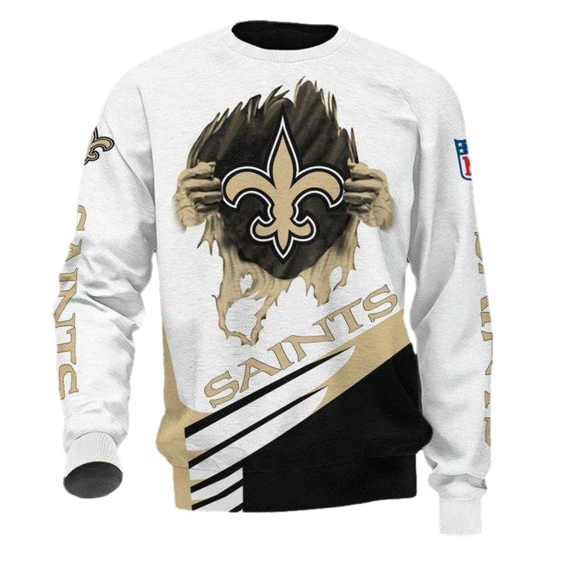 New Orleans Saints Logo Inside Me White Golden Aop Sweatshirt 1
