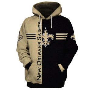 New Orleans Saints Logo Lover Black And Gold AOP Hoodie