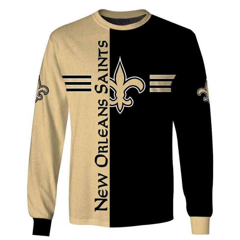 New Orleans Saints Logo Lover Black And Gold Aop Sweatshirt 1